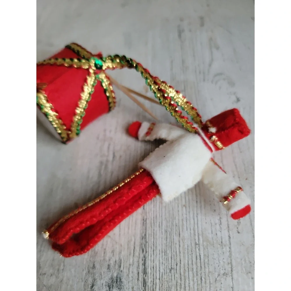 Vintage felt drummer soldier boy plush Xmas ornament sequin glitter home